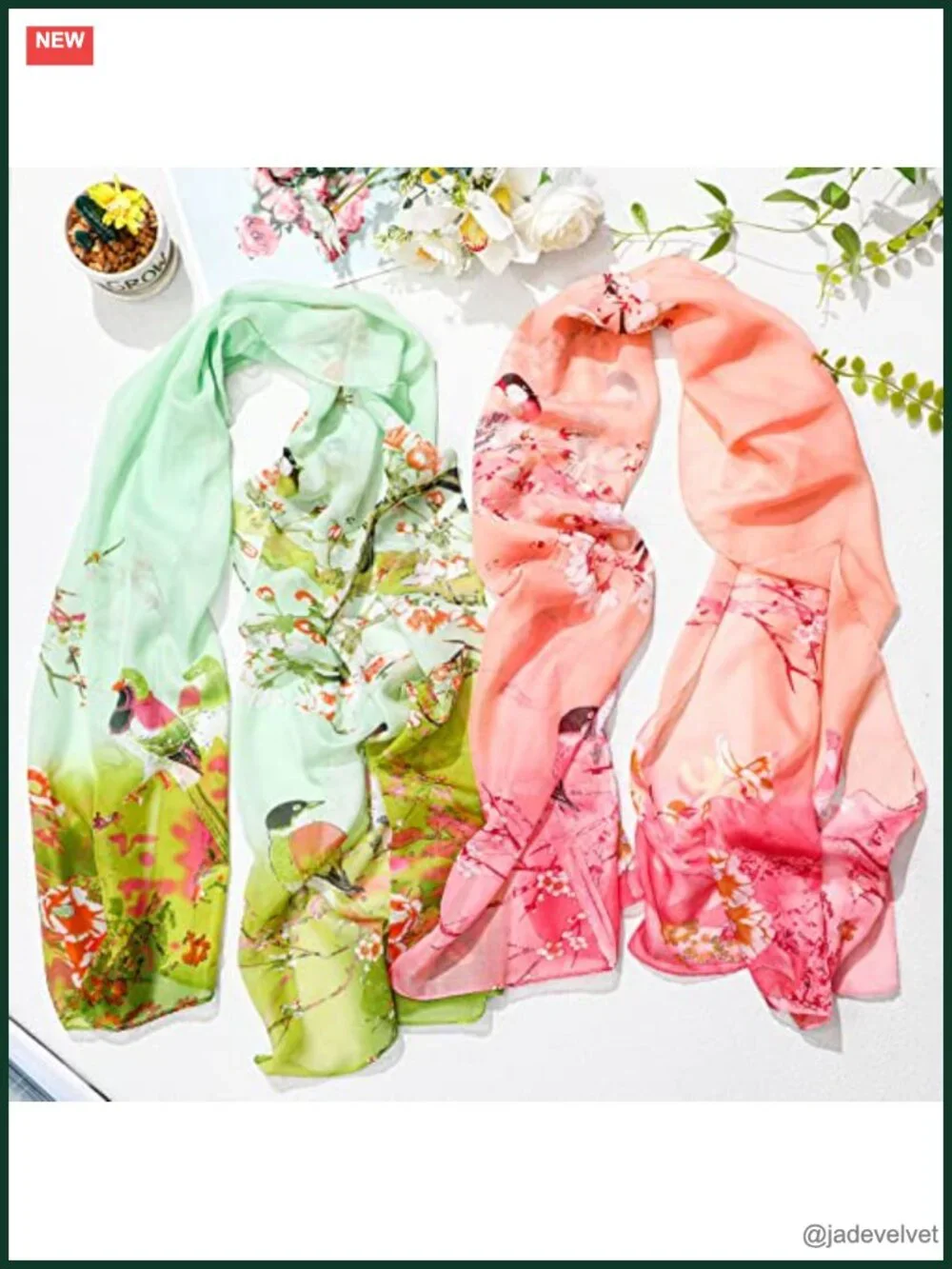 6 Pcs Lightweight Floral Print Scarves for Women Long Sheer Shawl Set